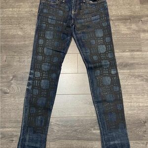 Marni Blue and Black Patterned Skinny Jeans